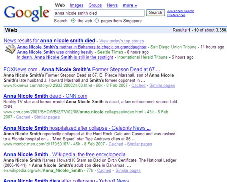 Anna Nicole Smith died.